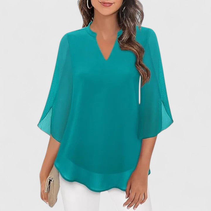 Astrid | Black Sophisticated Blouse with Flared Sleeves