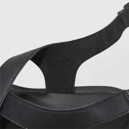 Calista | Black Leather Orthopedic Sandals