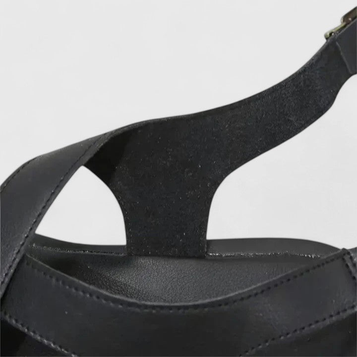 Astrid | Luxury Black Leather Orthopedic Sandals