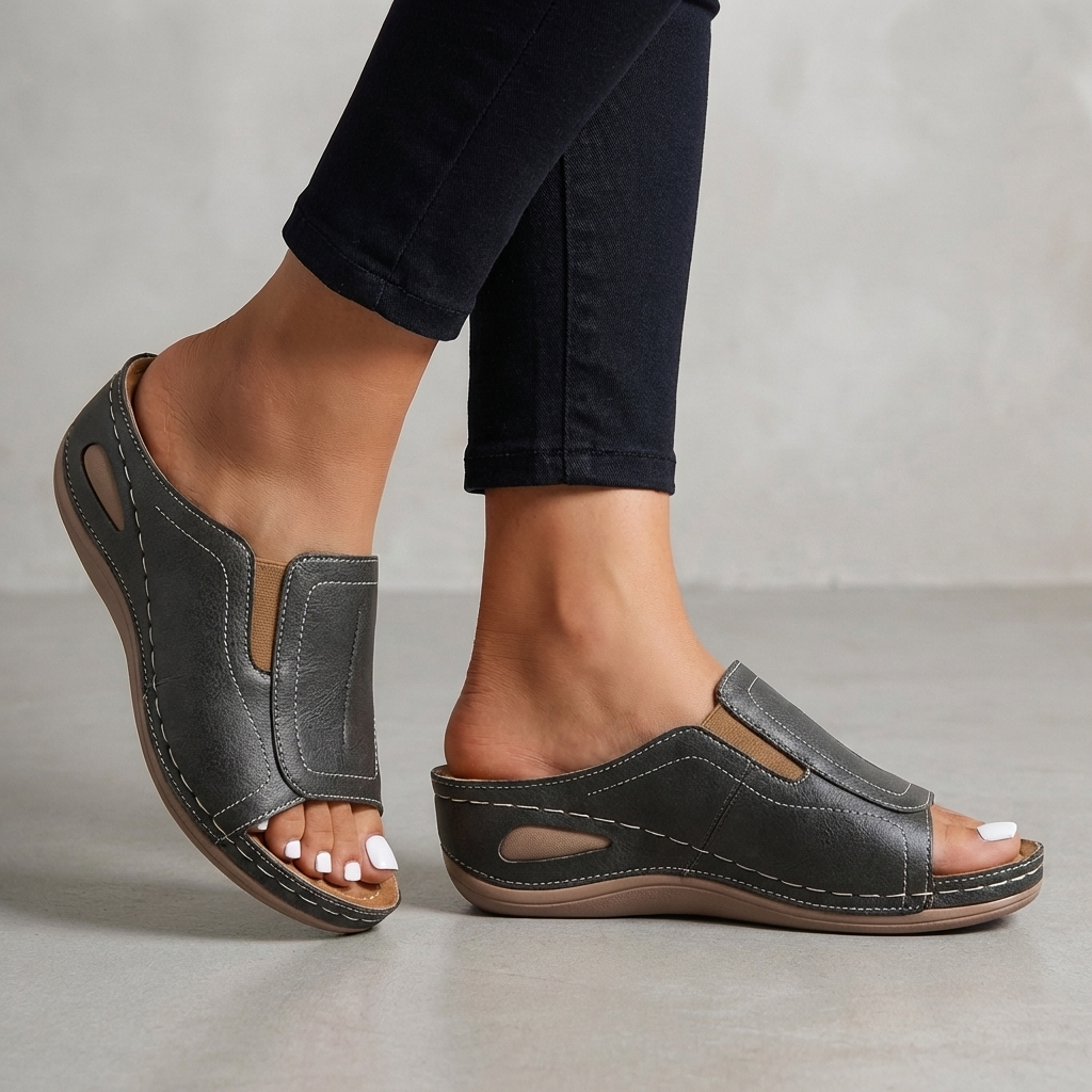 Calista | Women’s Orthopedic Ergonomic Slip-On Support Sandals in Tan Leather