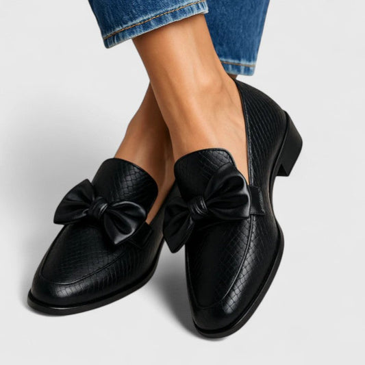 Calanthe | Black Bow Detail Luxe Comfort Loafers