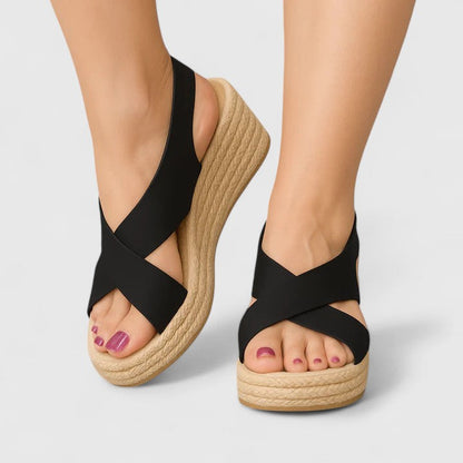 Calantha | Tan Crisscross Orthopedic Sandals