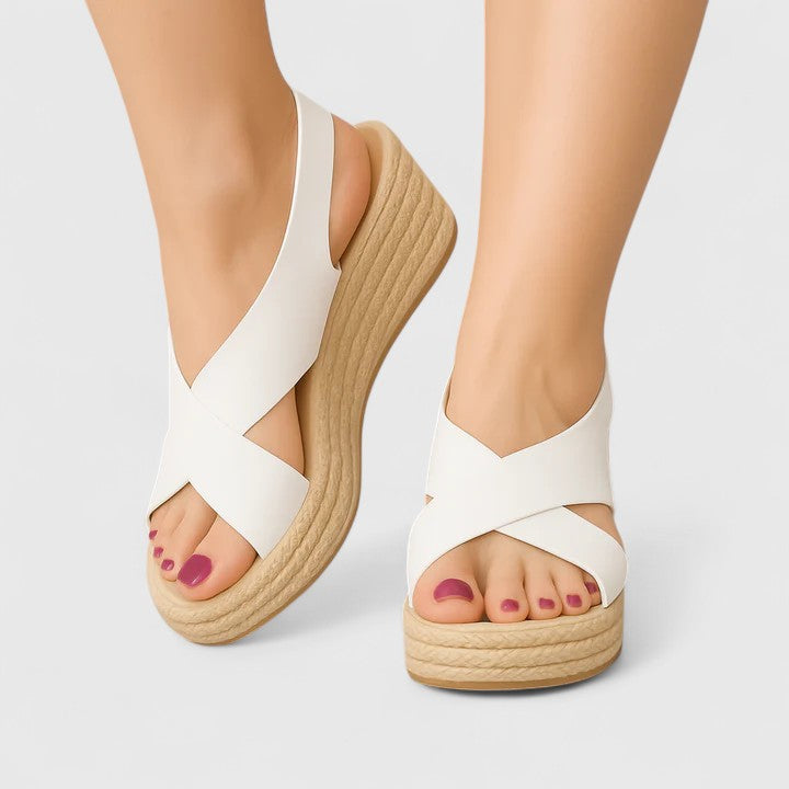Calantha | Tan Crisscross Orthopedic Sandals