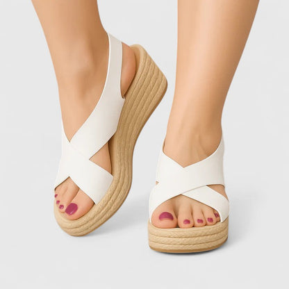 Calantha | Tan Crisscross Orthopedic Sandals