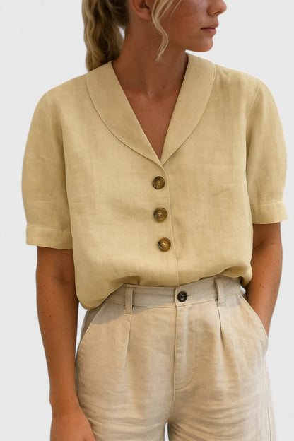Astrid | Cream Linen Sophisticated Blouse