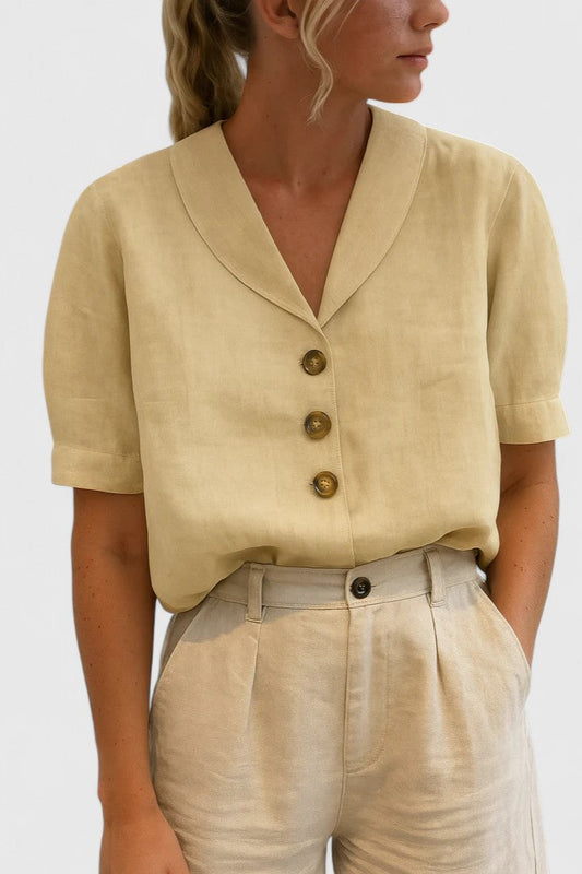 Astrid | Cream Linen Sophisticated Blouse