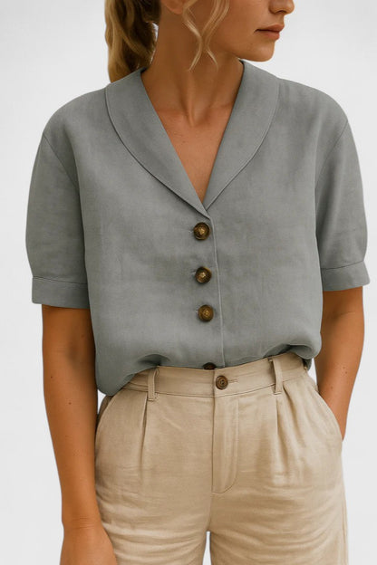 Astrid | Cream Linen Sophisticated Blouse