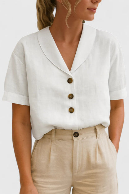 Astrid | Cream Linen Sophisticated Blouse