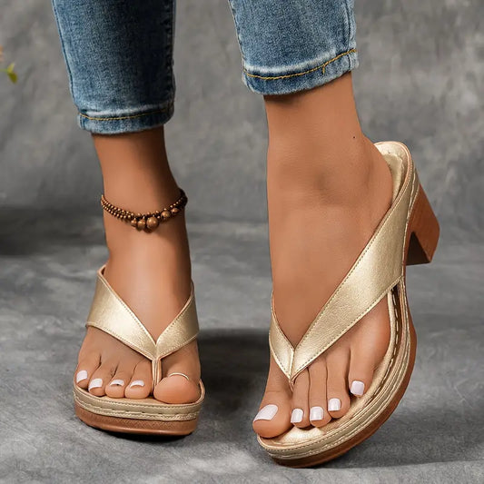 Calista | Luxury Gold Strap Wedge Sandals