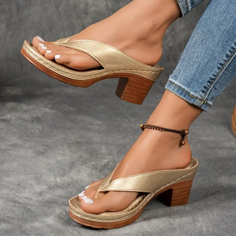 Calista | Luxury Gold Strap Wedge Sandals