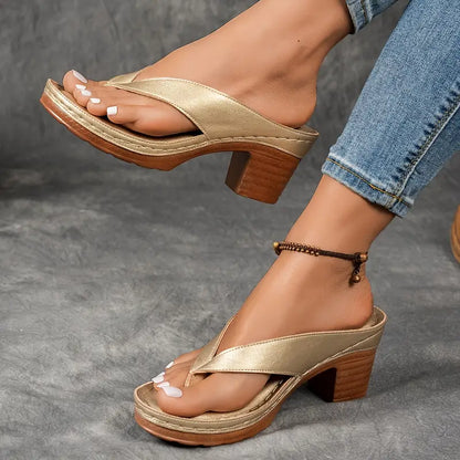 Calista | Luxury Gold Strap Wedge Sandals