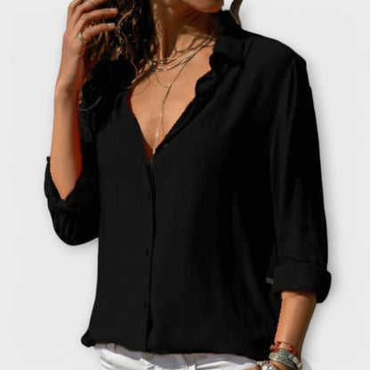 White Elegant Blouse with Rolled Sleeves