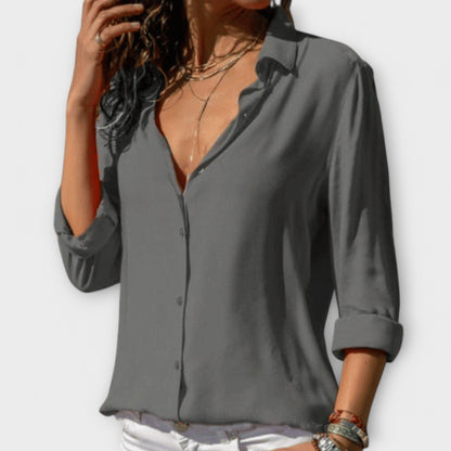 White Elegant Blouse with Rolled Sleeves