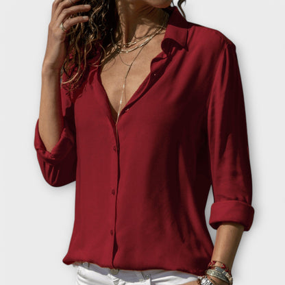 White Elegant Blouse with Rolled Sleeves