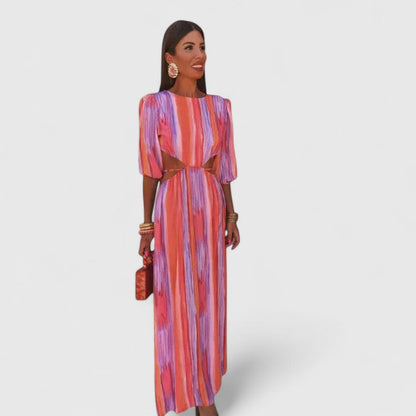 Calanthe | Vibrant Striped Elegant Dress