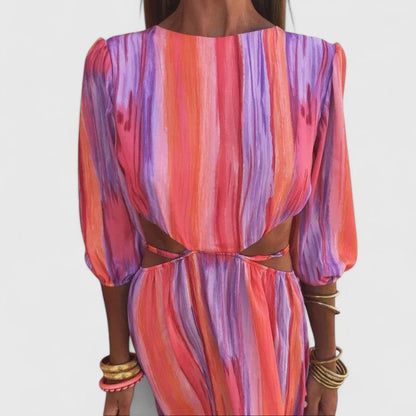 Calanthe | Vibrant Striped Elegant Dress