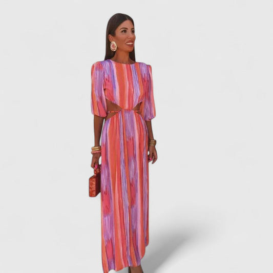 Kalynda | Vibrant Striped Elegant Dress