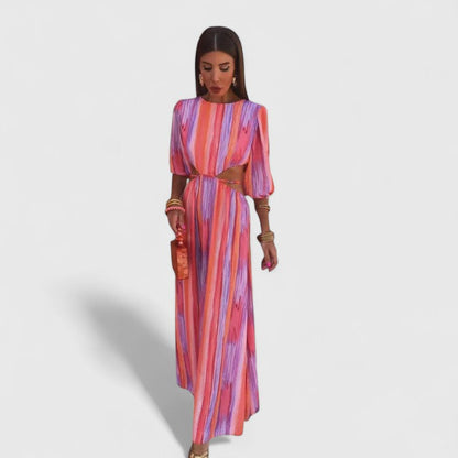 Kalynda | Vibrant Striped Elegant Dress