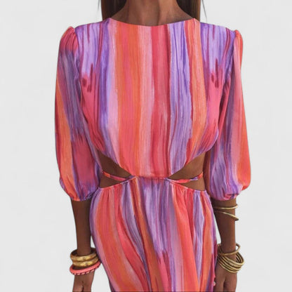 Kalynda | Vibrant Striped Elegant Dress