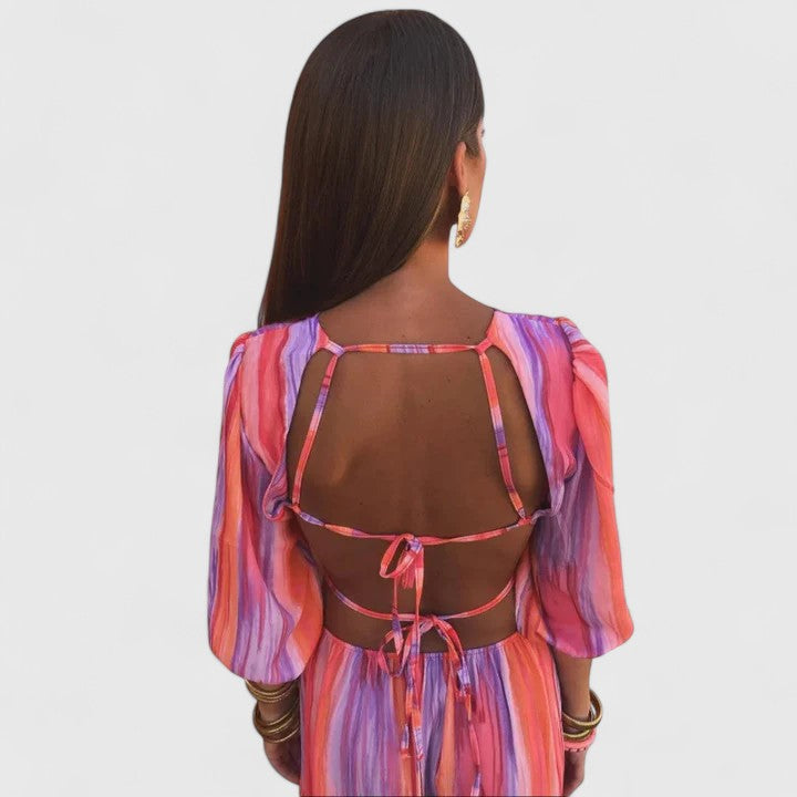 Kalynda | Vibrant Striped Elegant Dress