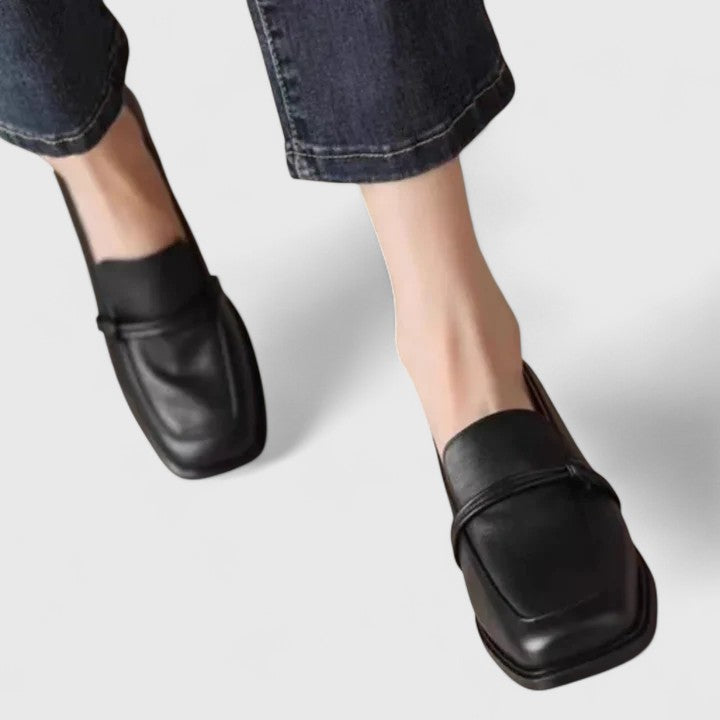 Women’s Orthopedic Square Toe Classic Black Loafers