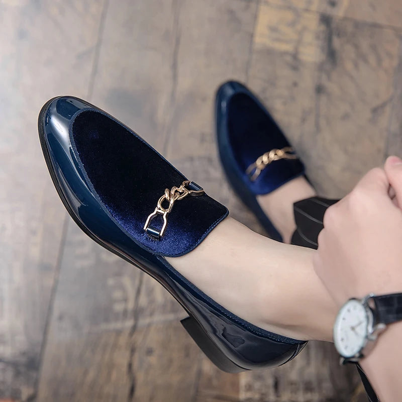 Women's Orthopedic Chain Detail Slip On Loafers in Burgundy Velvet