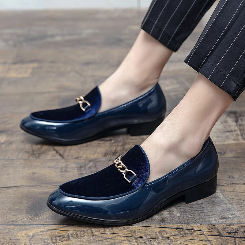 Women's Orthopedic Chain Detail Slip On Loafers in Burgundy Velvet