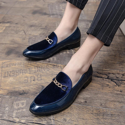 Women's Orthopedic Chain Detail Slip On Loafers in Burgundy Velvet
