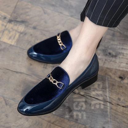 Women's Orthopedic Chain Detail Slip On Loafers in Burgundy Velvet