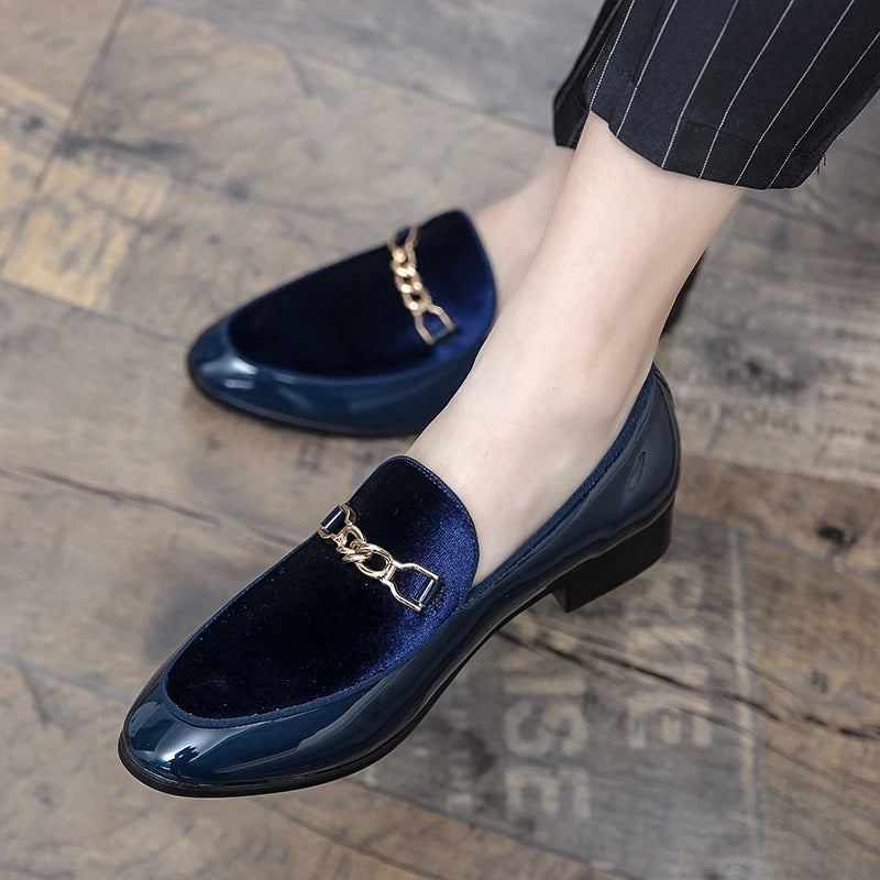 Adeline | Women's Orthopedic Chain Detail Burgundy Velvet Slip On Loafers