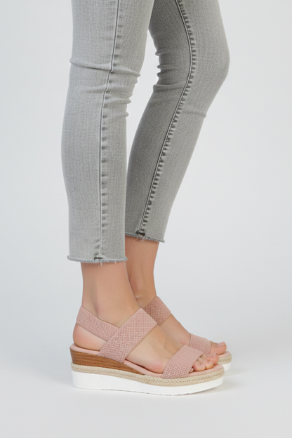 Alethea | Blush Pink Women's Raised Sole Stretch Fit Sandals