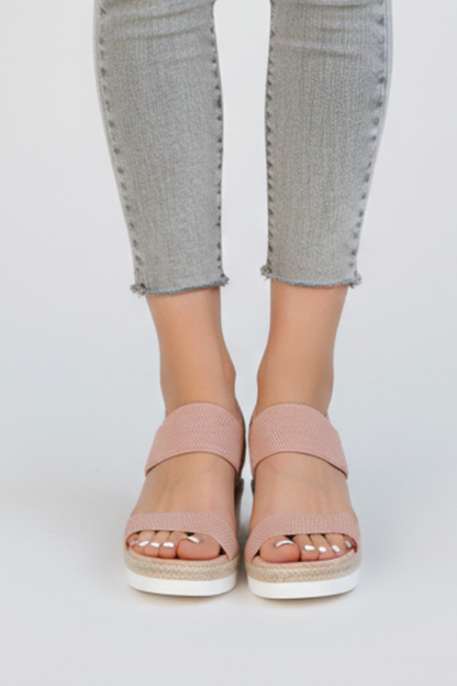 Alethea | Blush Pink Women's Raised Sole Stretch Fit Sandals