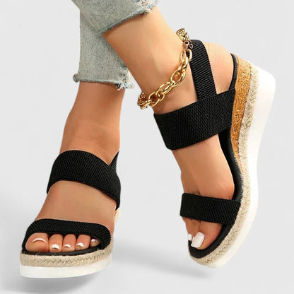 Alethea | Black Wedge Orthopedic Sandals