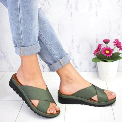 Astrid | Women Summer Orthopedic Style Silver Crisscross Sandals