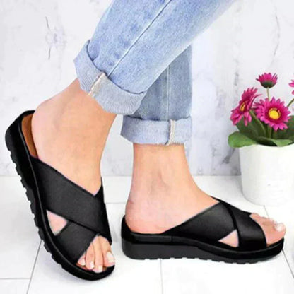 Astrid | Women Summer Orthopedic Style Silver Crisscross Sandals