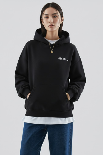 Astrid | Women's Navy Hoodie with Gold Front Print and Pullover Design