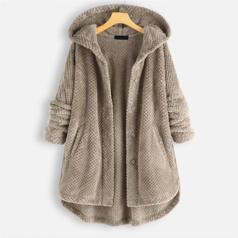 Astrid | Black Ribbed Cosy Hooded Coat