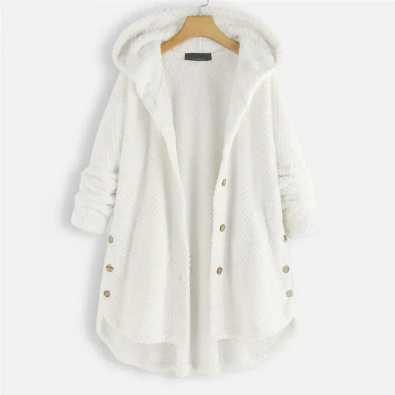 Astrid | Black Ribbed Cosy Hooded Coat