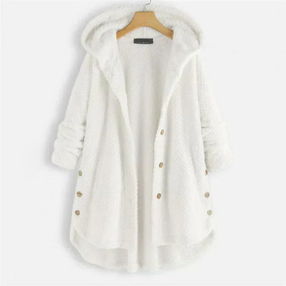 Astrid | Black Ribbed Cosy Hooded Coat
