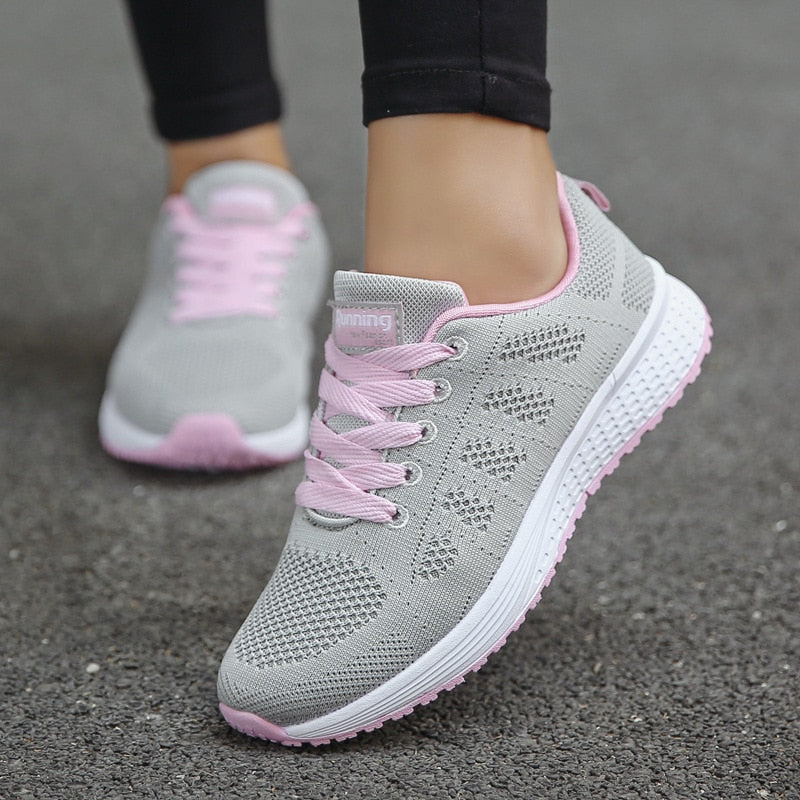 Evelia | Women's Lace Up Casual White Walking Sneakers