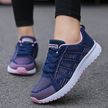 Evelia | Women's Lace Up Casual White Walking Sneakers
