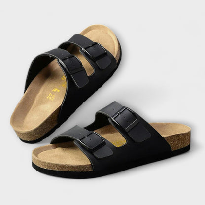Calantha | Black Two-Strap Orthopedic Sandals
