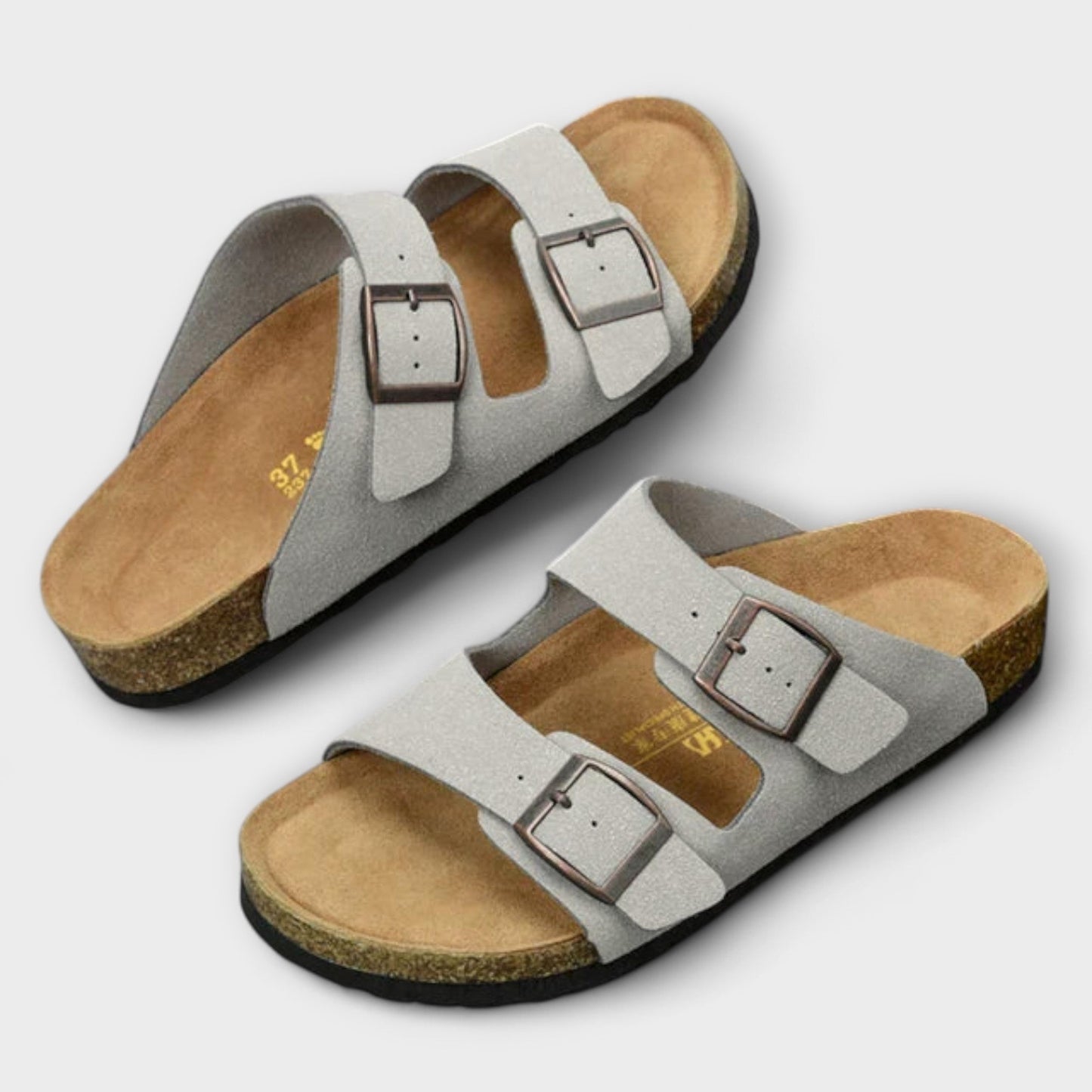 Calantha | Black Two-Strap Orthopedic Sandals