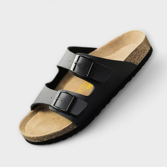 Calantha | Black Two-Strap Orthopedic Sandals