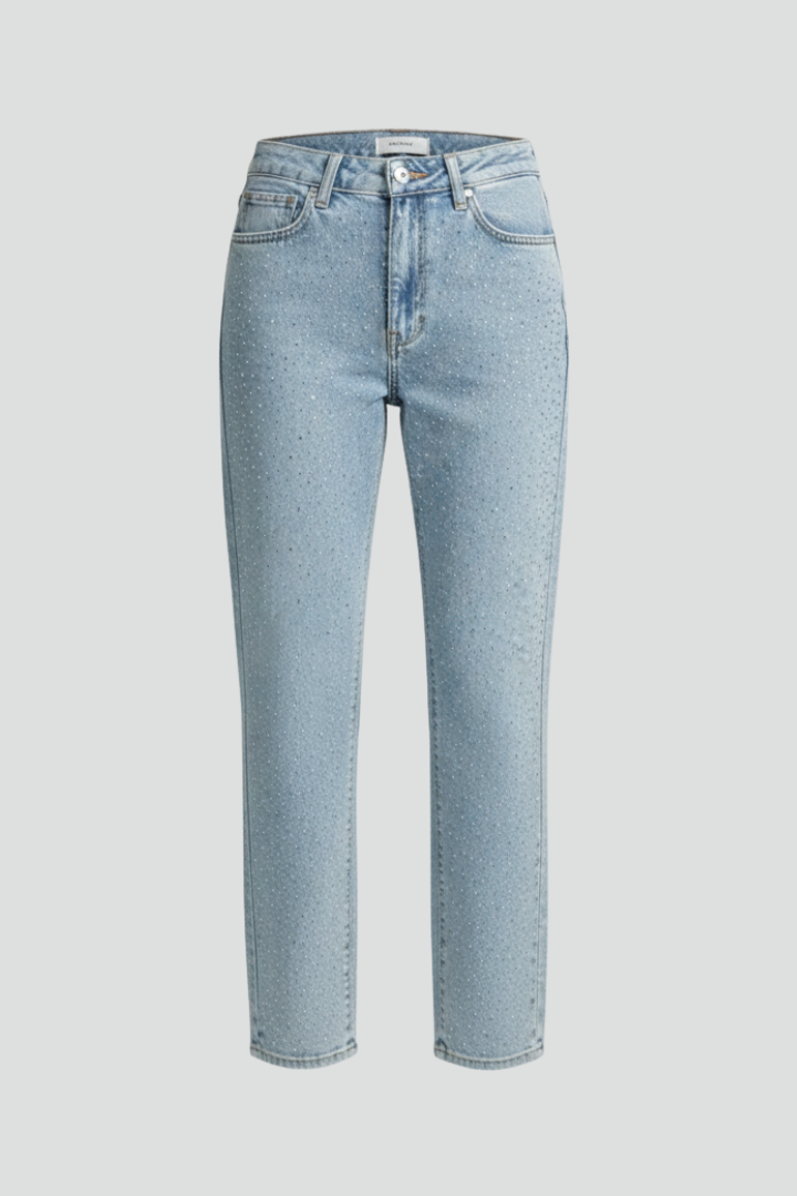 Women’s High-Waist Light Blue Shimmer Straight-Leg Jeans