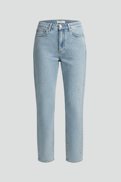 Women’s High-Waist Light Blue Shimmer Straight-Leg Jeans