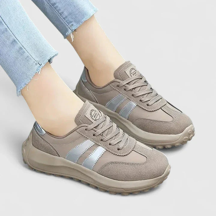 Calista | Beige Orthopedic Sneakers with Metallic Accents