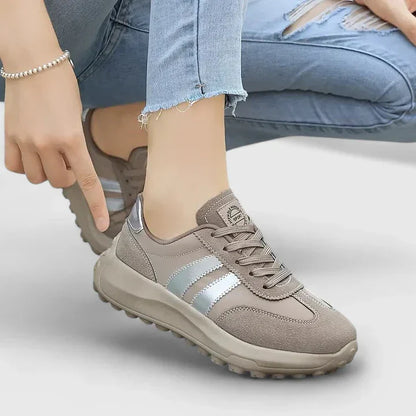 Calista | Beige Orthopedic Sneakers with Metallic Accents