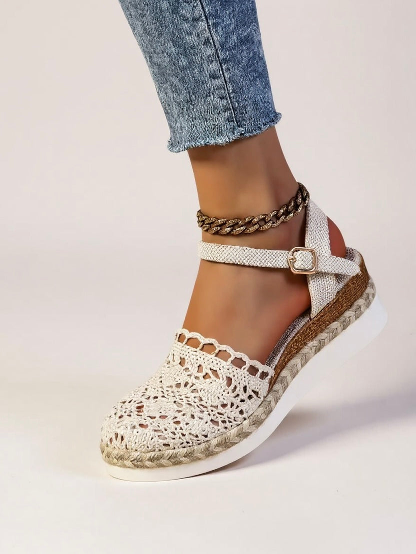 Calista | Women's Tan Boho Wedge Espadrilles Ankle Strap Shoes
