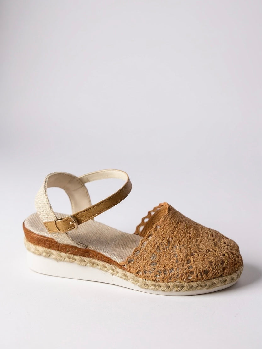 Calista | Women's Tan Boho Wedge Espadrilles Ankle Strap Shoes
